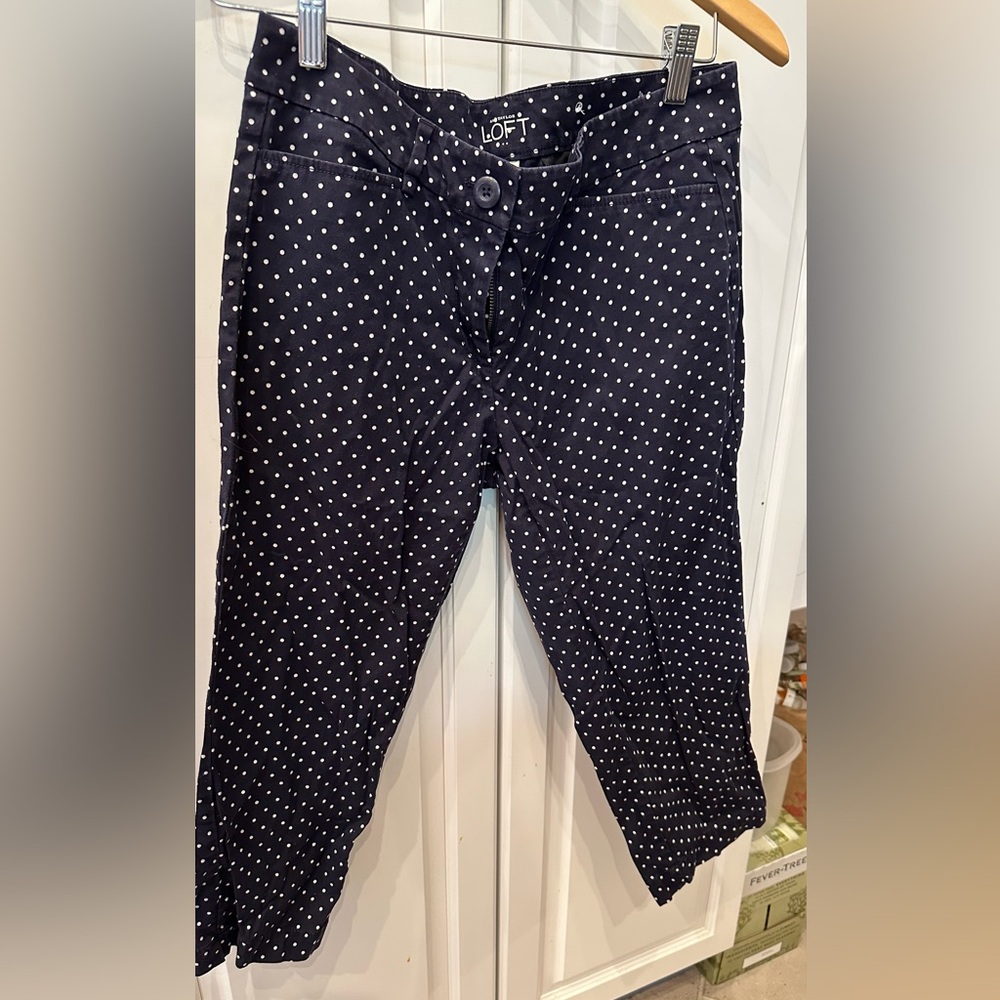 2000’s Loft Black and White Polk-Dotted Cropped Pants Capris